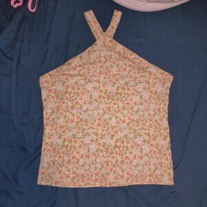 Green flower crop top